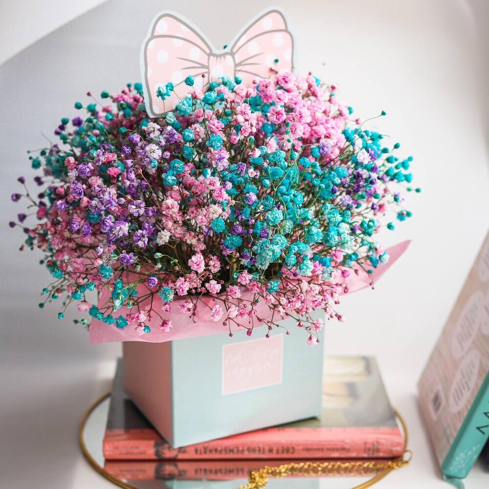 От всего сердца, коробочка с гипсофилой