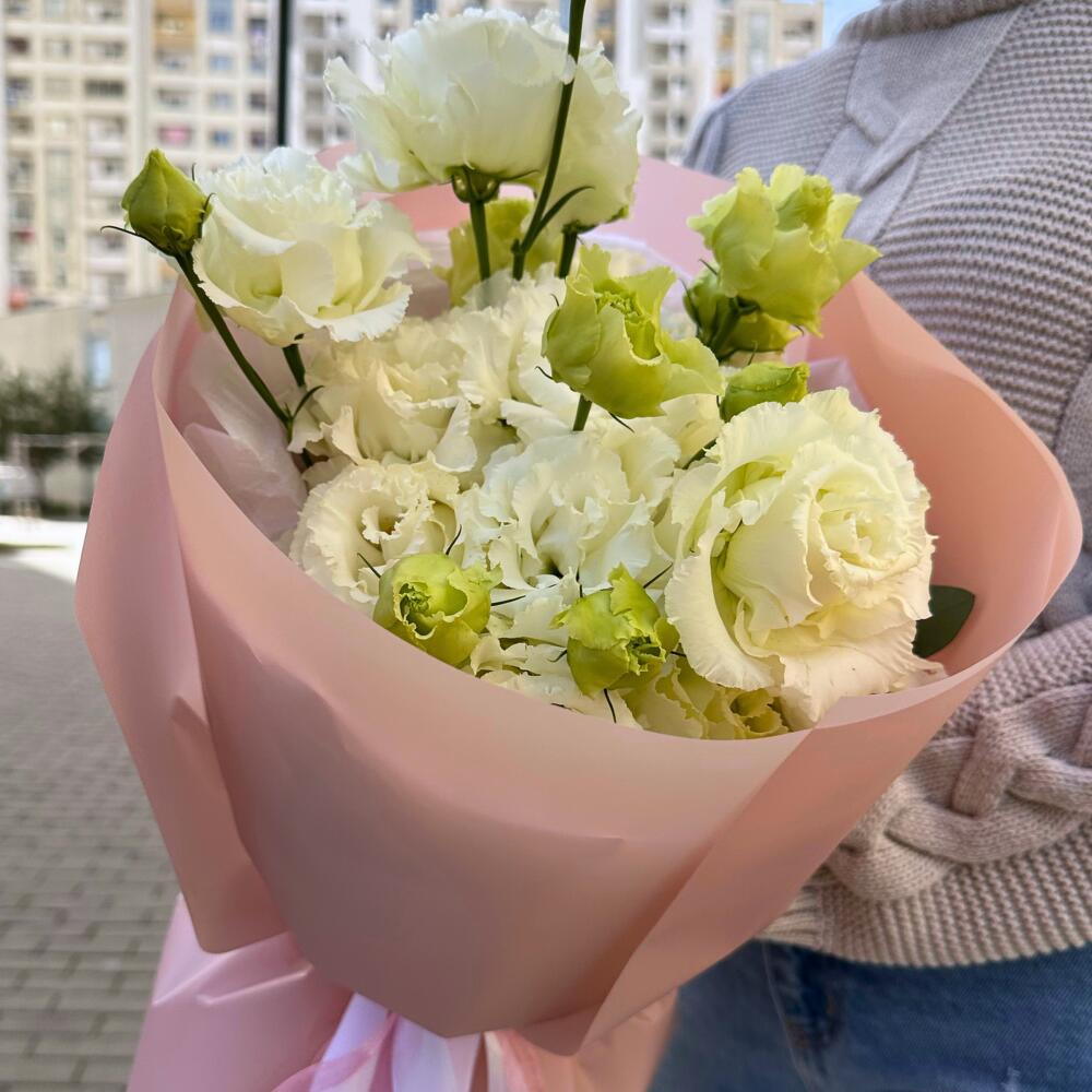 Монобукет из белой эустомы